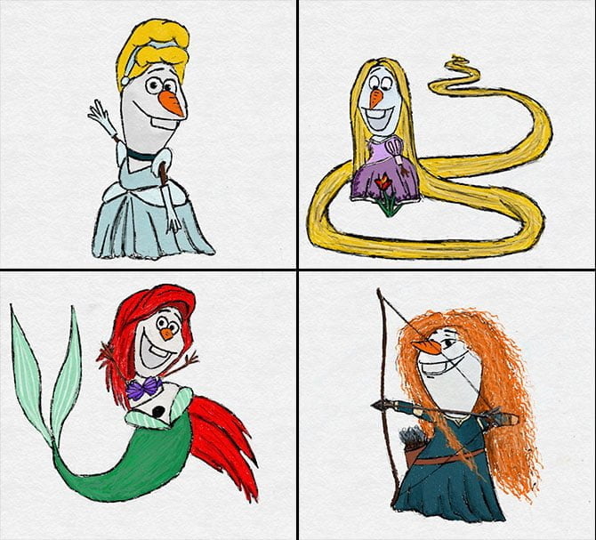 E se o Olaf fosse uma das princesas da Disney?